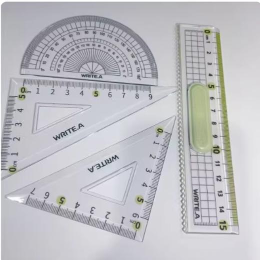如苔15cm防滑波浪套尺&直尺&0.5mm/2B金属笔形圆规 商品图1