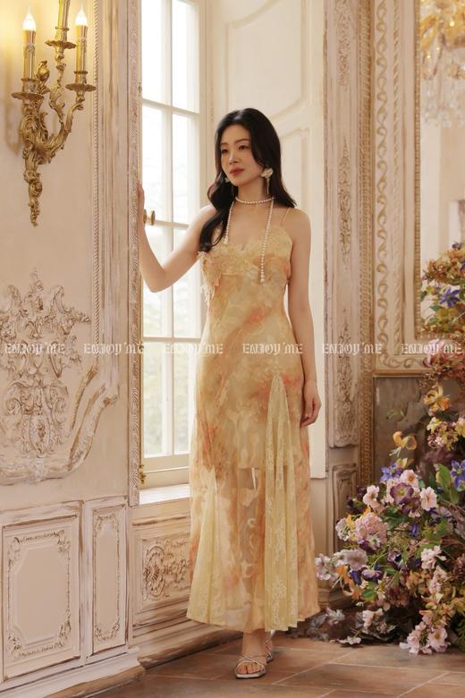 【门店同款】ENJOY夏季橘粉晚樱拼蕾丝吊带裙 170796380 商品图3