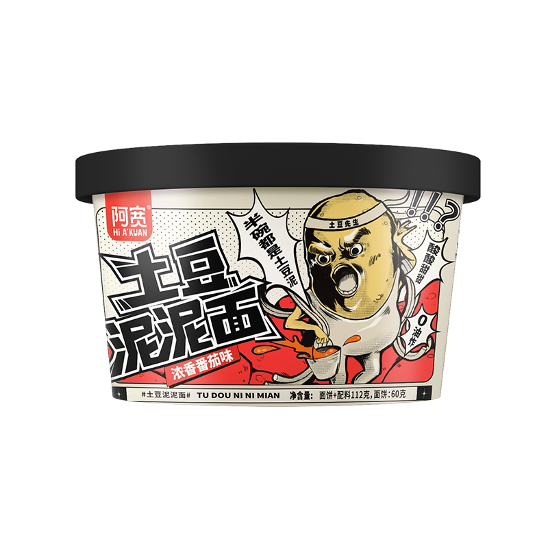 阿宽 土豆泥泥面 浓香番茄味 112g/桶
