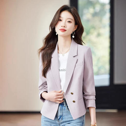 「自」全新升级【铂金会员165/天猫219/差价54】(74630)洛诗琳气质翻领小西装外套女2026春季新款百搭通勤短上衣 商品图1