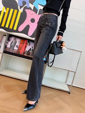 古驰 黑色马鞍扣直筒牛仔裤（MM）