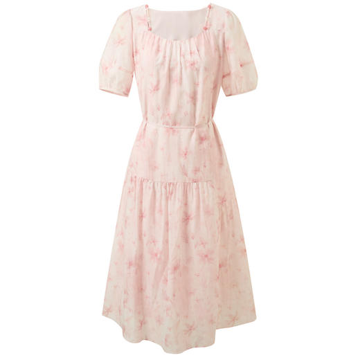 【莱赛尔】三彩2026夏季新款碎花连衣裙短袖A字裙中长S 商品图4