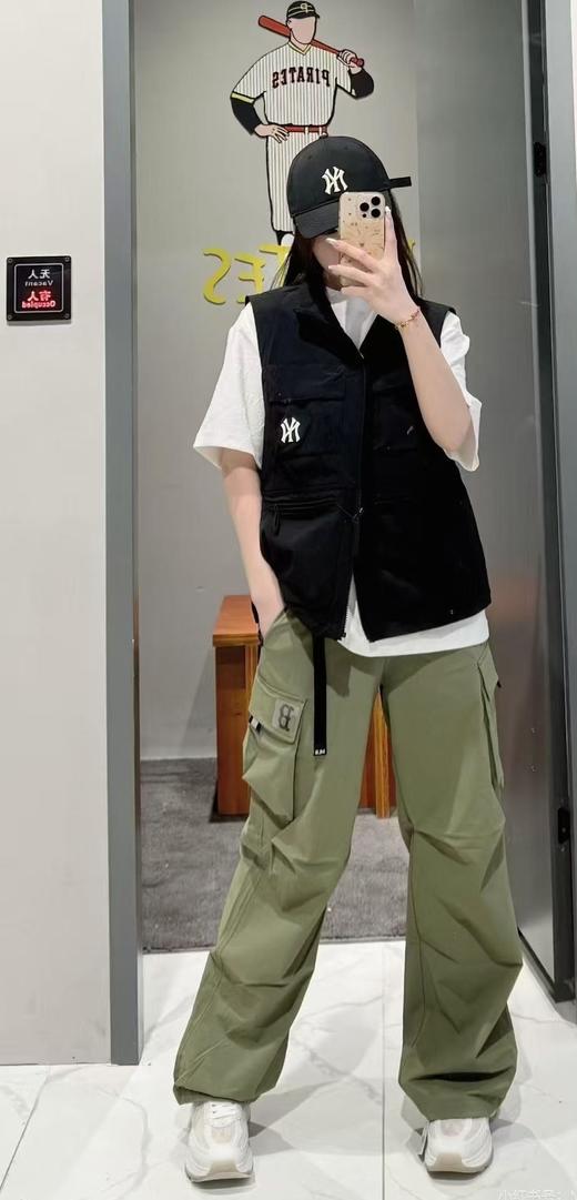 男女同款ML字母松紧腰工装长裤直筒可缩口两穿休闲裤 商品图8