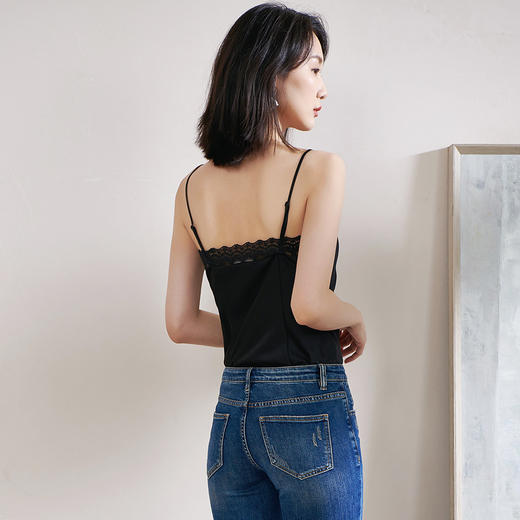 米思阳蕾丝拼接新款小性感吊带衫修身无袖背心1W21BD1062 商品图3