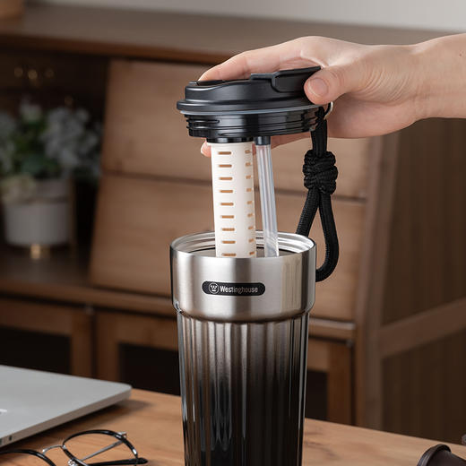 西屋 庭光漫染便携双饮咖啡杯极夜黑550mL WB500-BK 商品图2