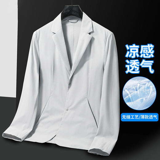 春夏新款男士牛奶丝薄款西服外套抗皱免烫防晒西装休闲潮流单西装   LSBT-CZ82601 商品图2