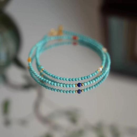 六鑫珠宝 2026新中式天然水晶国风蓝绿松石南红多宝项链 商品图2