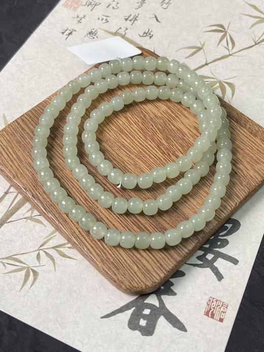 【快抱】【于田产和田玉于田料青白玉6mm苹果珠项链108颗】出证书，发货1~5天，48小时鉴赏期 商品图2