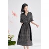 米思阳新款气质法式收腰连衣裙复古千鸟格显瘦裙子女5M25BL3687 商品缩略图3