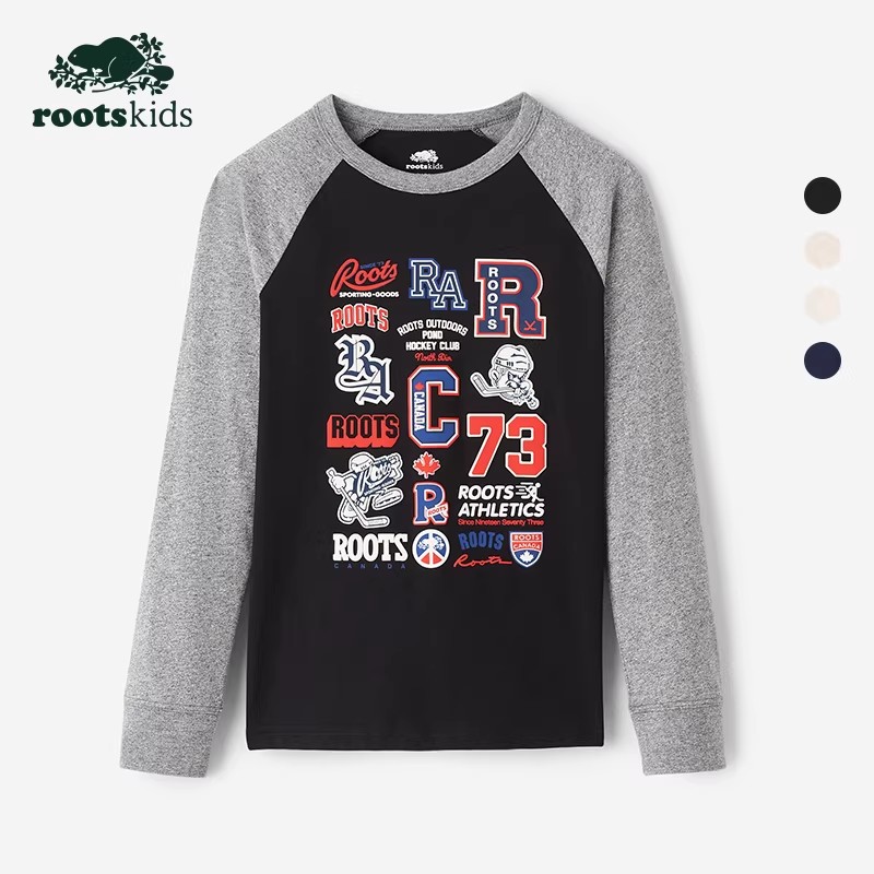 【2件9折】【ROOTS】儿童休闲长袖T恤