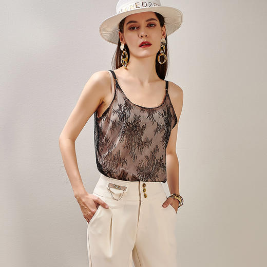 剩S 假透视蕾丝吊带新款蕾丝假透视性感锁骨式背心8D21BB0935 商品图2