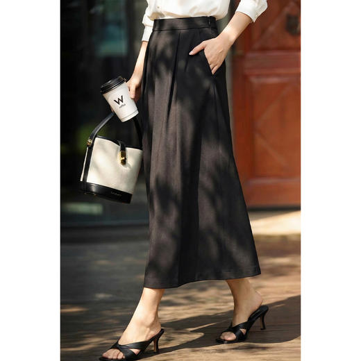 米思阳2026春新款优雅压褶大摆裙伞裙通勤百搭高腰半身裙女4334 商品图2