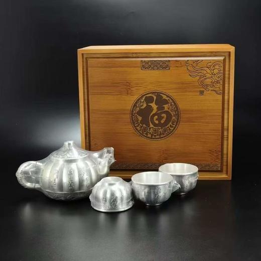 南瓜银壶套装一壶3盏 999足银 实木包装盒290.7克 商品图0