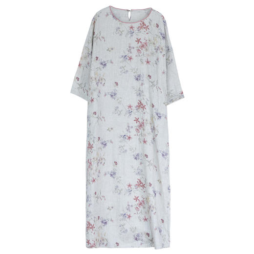 牧衣游原创 进口亚麻印花连衣裙新款轻薄宽松质朴复古长裙 花满柿 商品图4