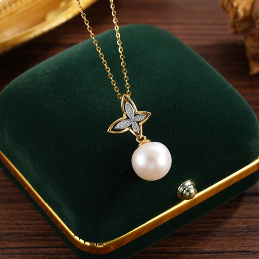 子佩集【蝶梦芳华】银S925珍珠惜王妃套链【P2008】11mm珠镀金蝴蝶2601 商品图0