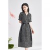 米思阳新款气质法式收腰连衣裙复古千鸟格显瘦裙子女5M25BL3687 商品缩略图0
