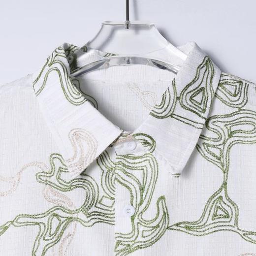 SDSA男装2026新款高贵轻奢抽象曲线刺绣肌理短袖衬衫百搭宽松上衣 商品图1