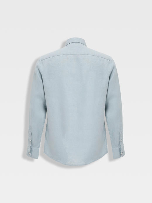 callisto浅蓝色亚麻休闲长袖衬衫 商品图1