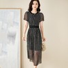 米思阳新款复古优雅波点雪纺裙中长款收腰显瘦连衣裙5M21BL1249 商品缩略图1