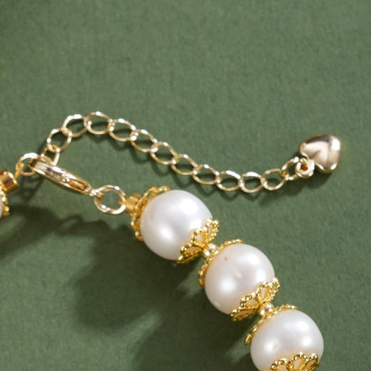 子佩集【风华灼灼】珍珠惜王妃手链【ZSL307】9mm珠镀金花托花片2601 商品图2