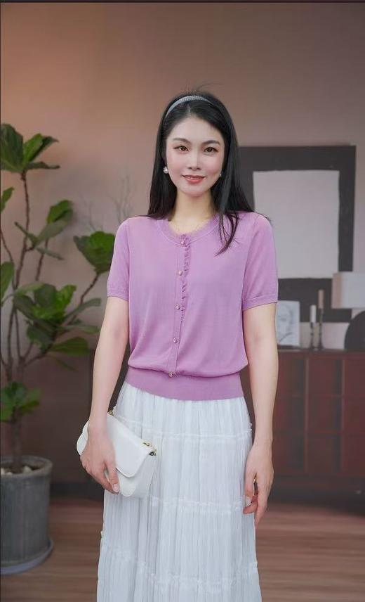 司歌轻薄透气天丝针织短袖上衣女夏G93G3835 商品图3