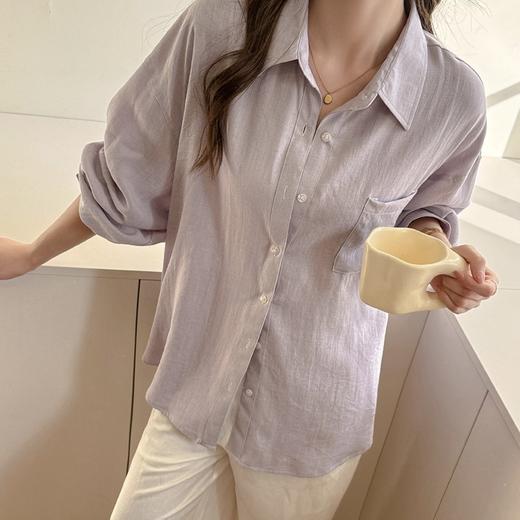 智性老钱风轻氧亚麻衬衫 春夏防晒女士衬衫轻奢高级感长袖外穿薄款纯色外套 商品图3