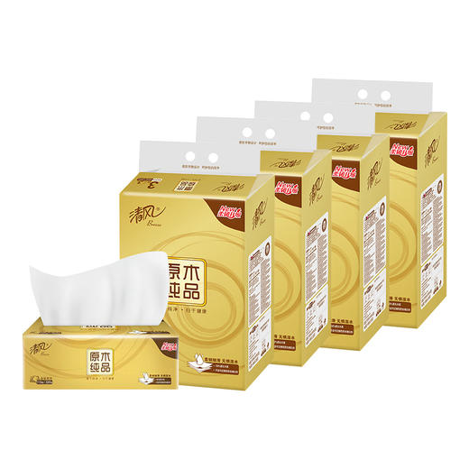 清风 金装原木纯品抽纸3层110抽4包*4提 BRM-4B4T-JC 商品图0