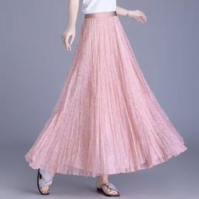 司歌压褶橡筋碎花伞裙半裙C93G8653