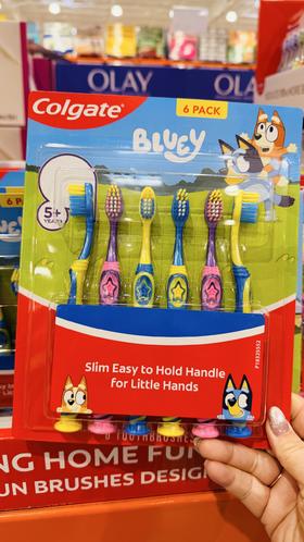 到手价99元 高露洁Bluey儿童软头牙刷专为5岁以上小朋友设计，6支装 美国代购，无中文标签，介意慎拍