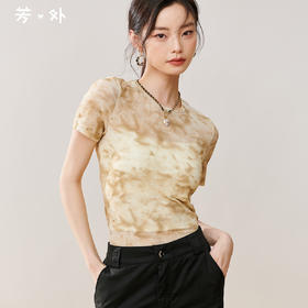 夏季气质新款时尚休闲修身显瘦薄圆领上衣扎染短袖T恤8T23BT0405