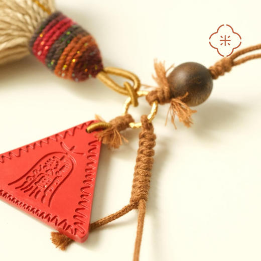 米马饰物 独家设计朱砂阿弥陀佛三角牌藏风流苏包挂别挂稳固/守护 商品图3