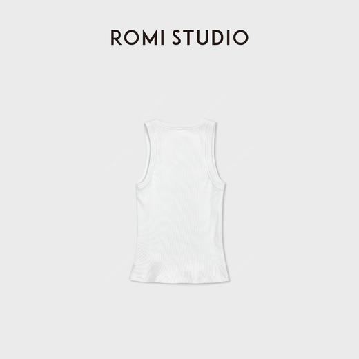 ROMI STUDIO“U领背心”棉混纺弹性螺纹肌理内搭打底吊带RWDSSD1946 商品图1