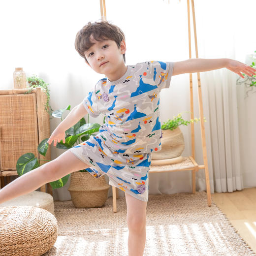 【丝麻棉天然抗菌】韩国moimoi {短袖外出套} 末一末一T恤套装春夏儿童家居服儿童套装 商品图8