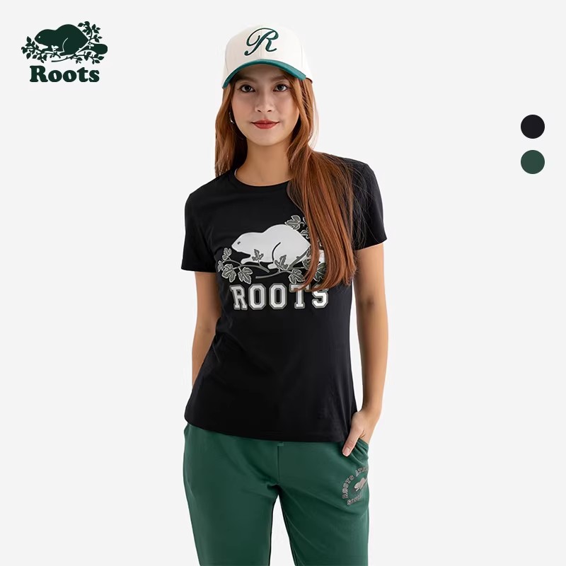 【2件9折】【ROOTS】女式休闲修身短袖T恤