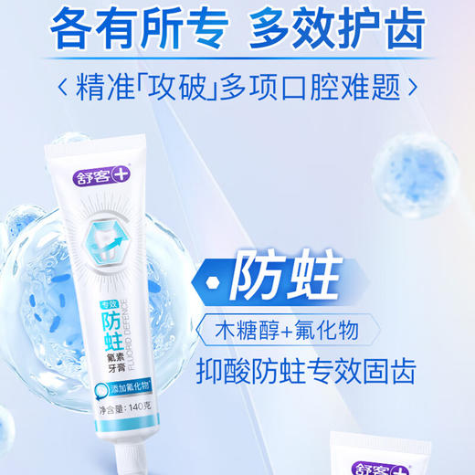 舒客 专效防蛀氟素牙膏(清新薄荷)140g*3支 sk12 商品图3