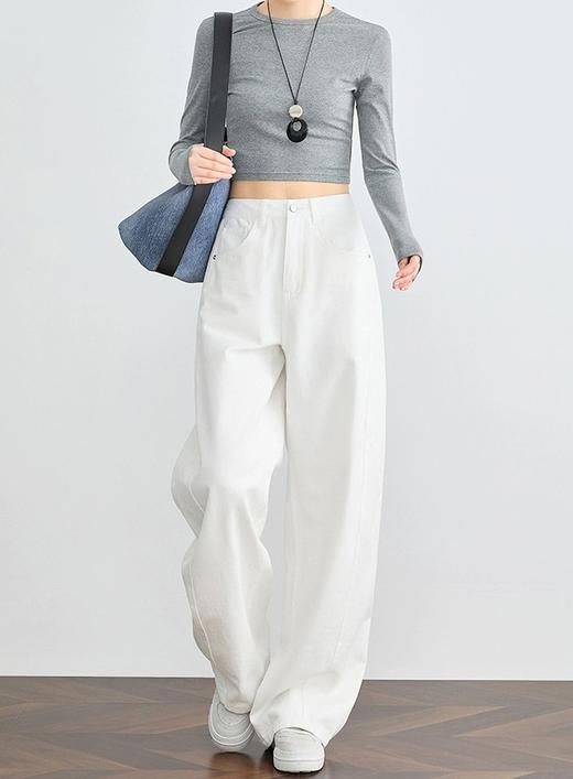 封神私服裤~早春新款遮胯显瘦解构弯刀香蕉阔腿牛仔裤 商品图6