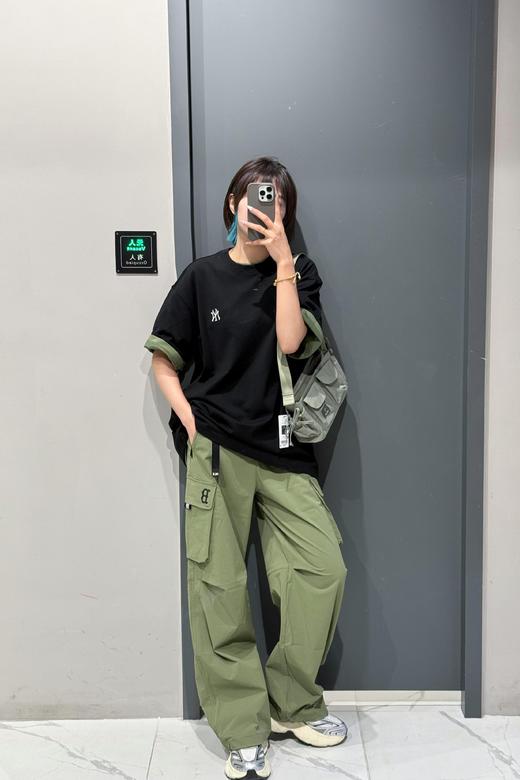 男女同款ML字母松紧腰工装长裤直筒可缩口两穿休闲裤 商品图5