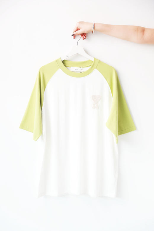 Oversize手编刺绣tee，牛油果配色。宽松风格纯棉基础t恤E032668 商品图4