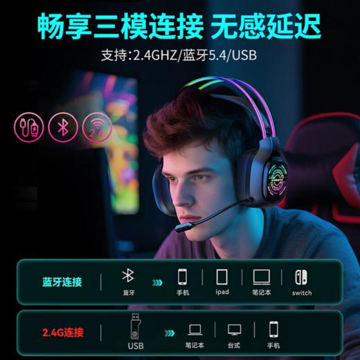 魔声（Monster）MQH09蓝牙耳机头戴式无线游戏电竞专业2.4无延迟ai降噪超长续航 商品图7