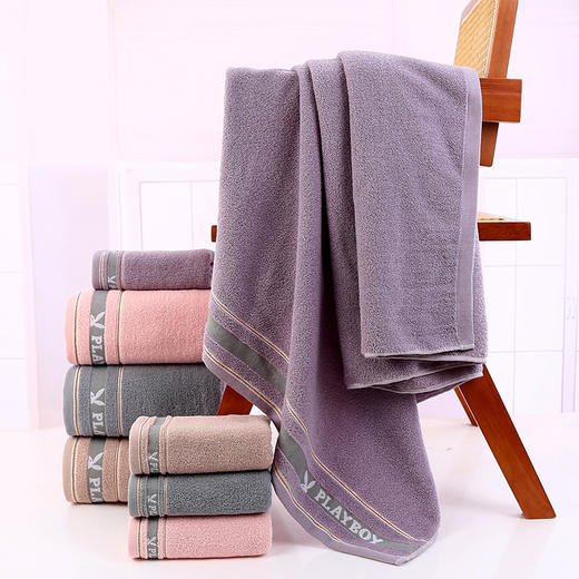 PLAYBOY花花公子 品尚两件套浴巾毛巾双条（礼盒装）140*70CM HM794 商品图3