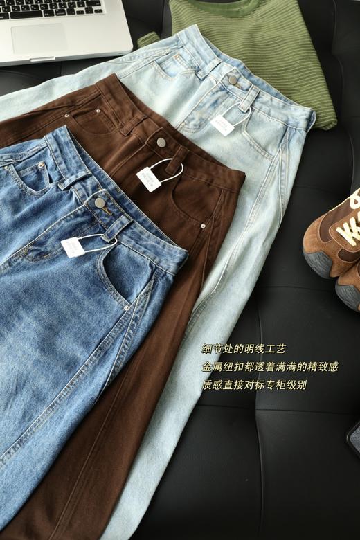 封神私服裤~早春新款遮胯显瘦解构弯刀香蕉阔腿牛仔裤 商品图11