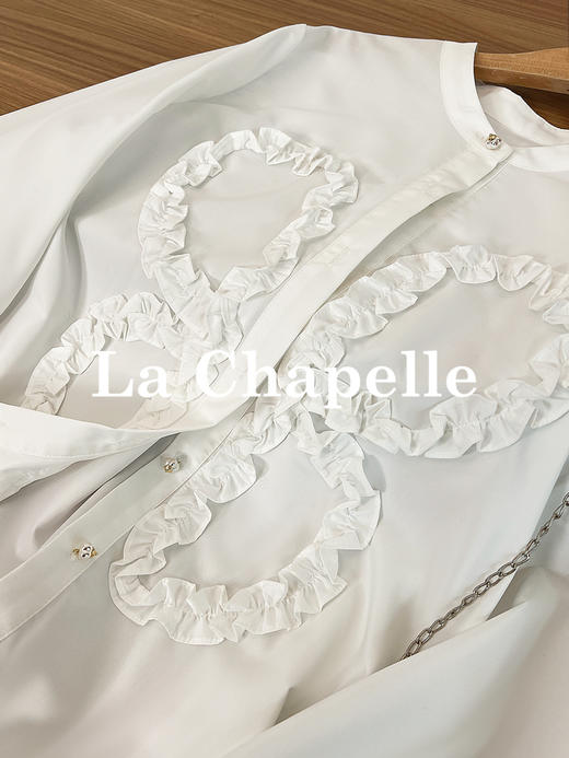 专柜实拍【气质优雅】拉夏贝尔/La Chapelle法式立领木耳边精致排扣通勤长袖衬衫简约净版气质上衣 商品图7