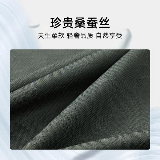 【桑蚕丝】德鲨军绿色短袖圆领T恤男2026夏新款休闲上衣打底衫男 商品图2