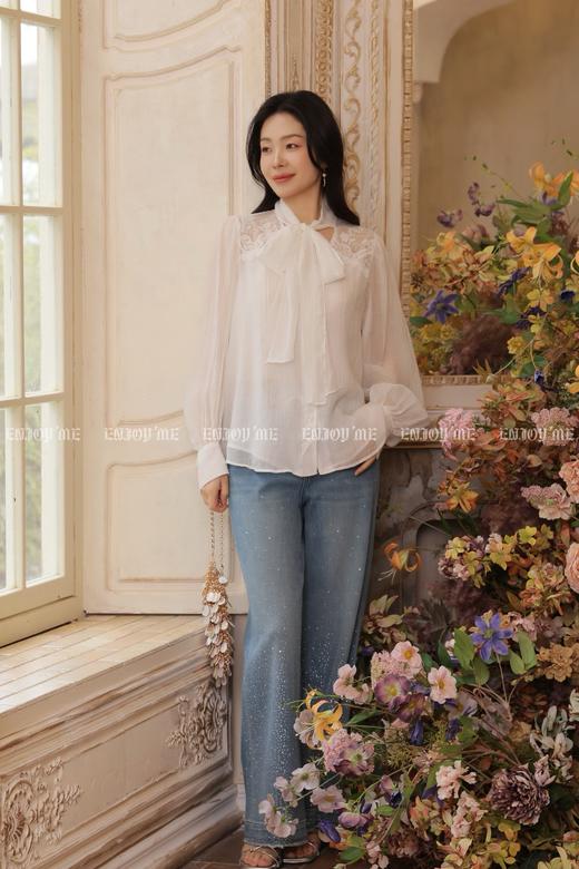 【门店同款】ENJOY春季蕾丝拼接飘带衬衫 170499609 商品图5