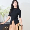 米思阳2024夏季新款设计感纯色通勤短袖毛衣简约风气质上衣1146/1076 商品缩略图1