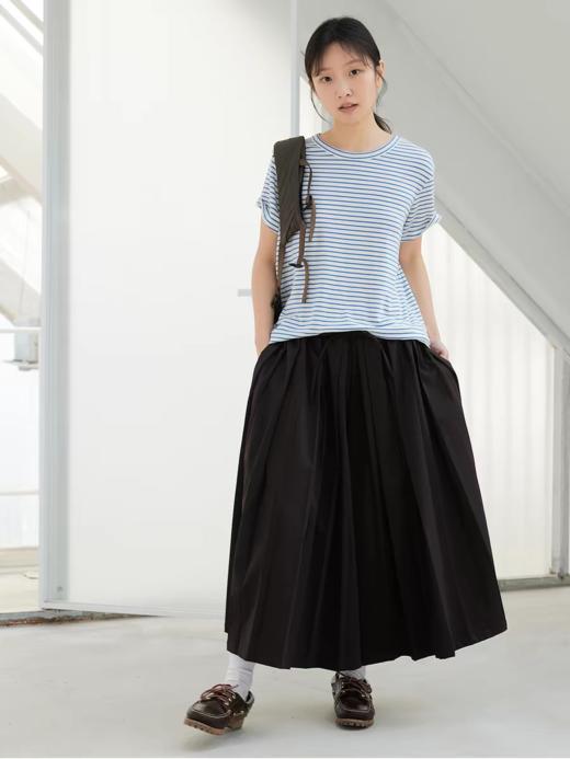 步履不停/6A18163C/天丝羊毛条纹短袖T 商品图0