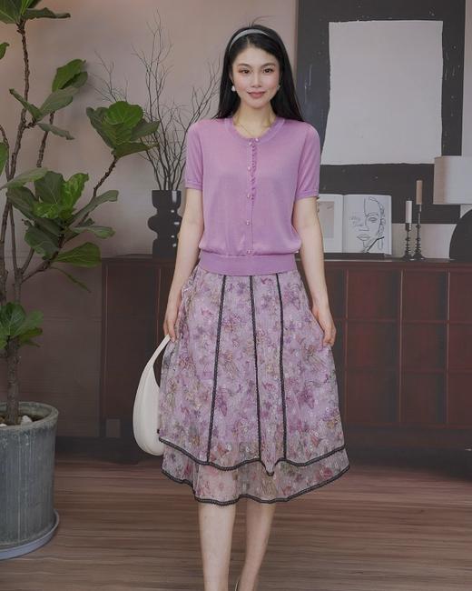 司歌轻薄透气天丝针织短袖上衣女夏G93G3835 商品图1