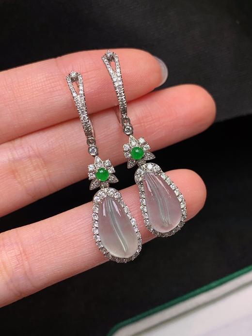 羽毛翡翠耳坠 商品图0