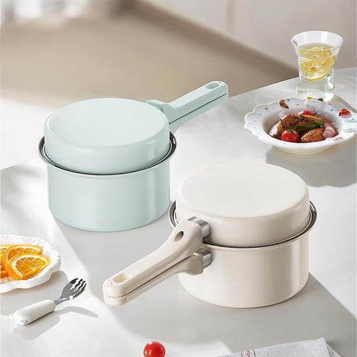 【79元2个】德世朗DESLON抗菌不粘锅套装 | 18cm煎锅+20cm奶锅，加高锅身+再次升级不粘涂层 商品图3