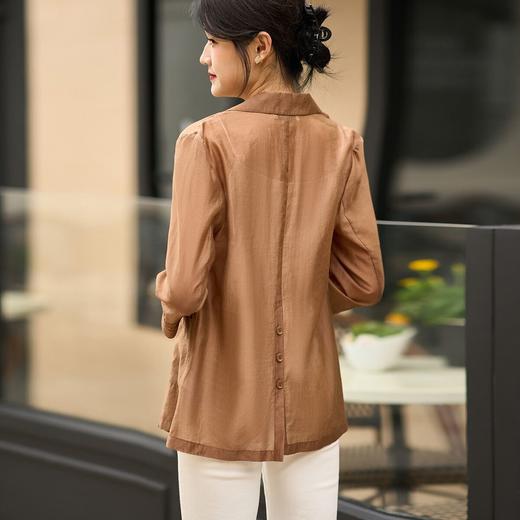 米思阳2024秋季新款简约通勤风时尚衬衫休闲宽松七分袖上衣女0559 商品图3